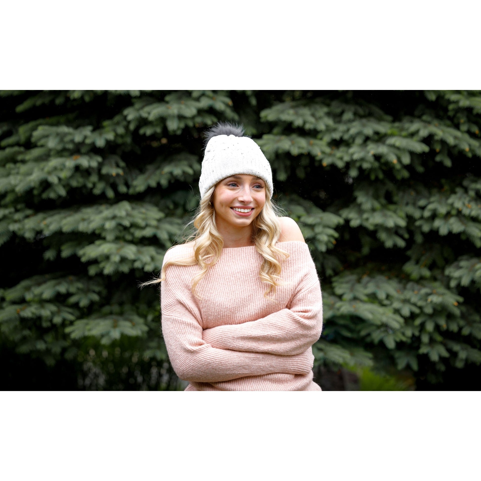 Oatmeal Ahead Speckle Pom Knit Hat