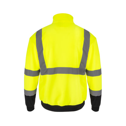 SJ34B-3 Class 3 Color Blocked 1/4 Zip Sweatshirt - Hi Vis Green - Size 2X