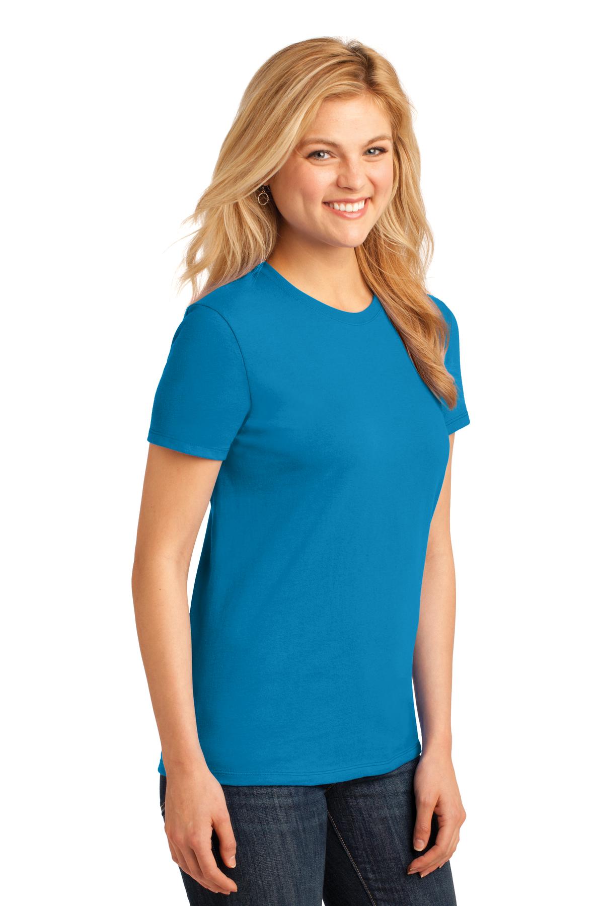Neon Blue Port & Company Women's Core Cotton Tee. LPC54