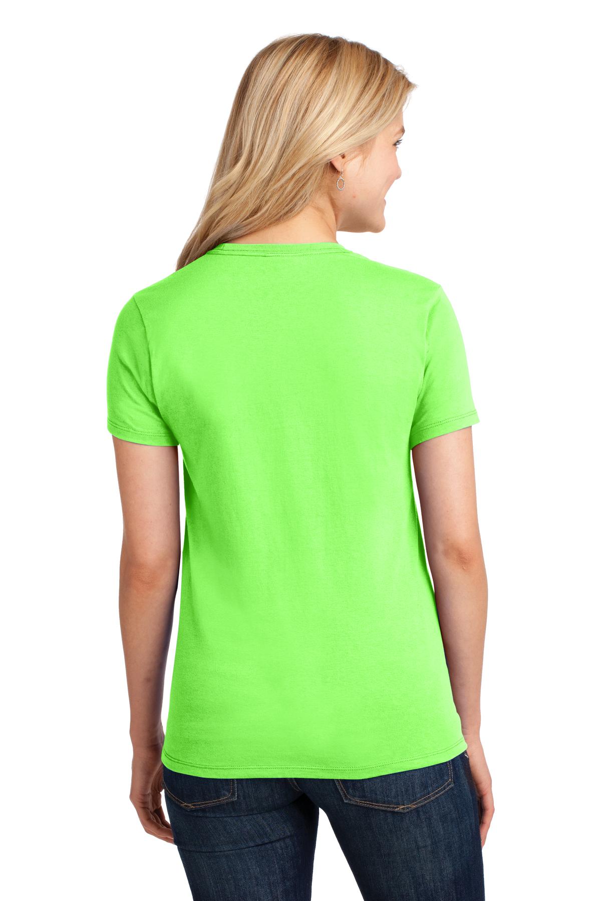 Neon Green Port & Company Women's Core Cotton Tee. LPC54