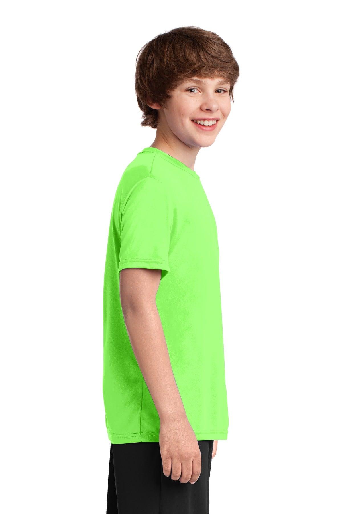 Neon Green Port & Company Youth Performance Tee. PC380Y