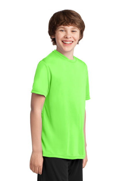 Neon Green Port & Company Youth Performance Tee. PC380Y