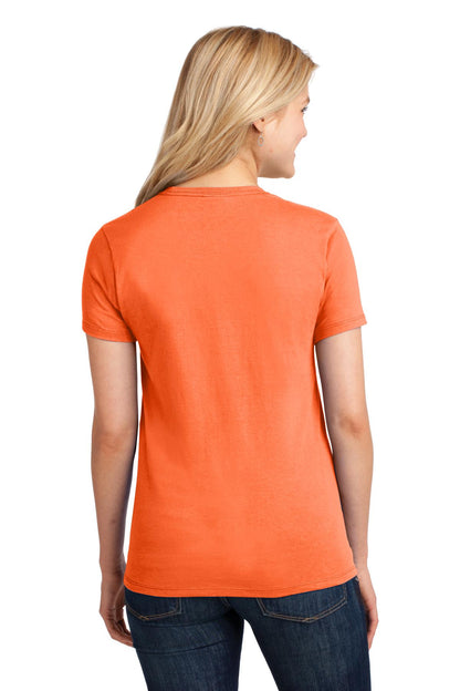 Neon Orange Port & Company Women's Core Cotton Tee. LPC54