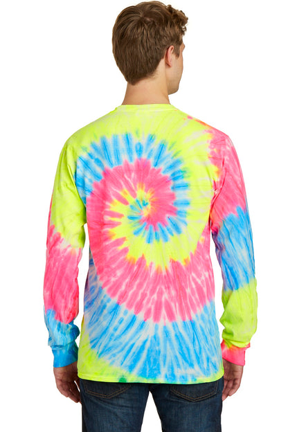 Neon Rainbow Port & Company Tie-Dye Long Sleeve Tee. PC147LS