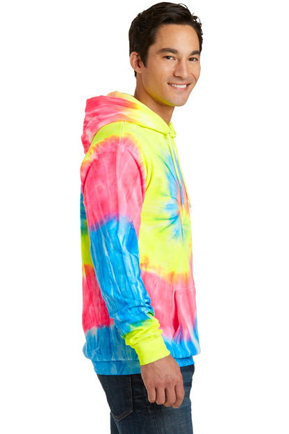 Neon Rainbow Port & Company Tie-Dye Pullover Hooded Sweatshirt. PC146