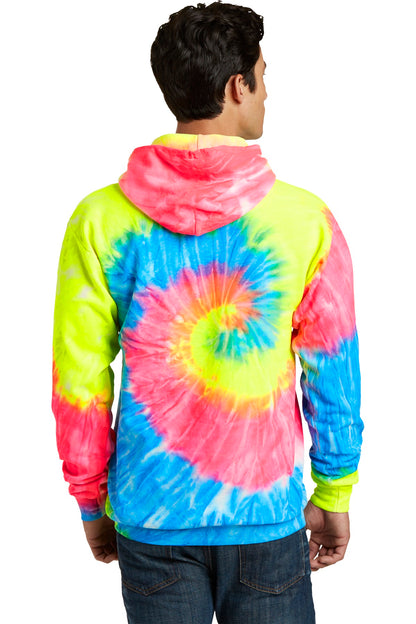 Neon Rainbow Port & Company Tie-Dye Pullover Hooded Sweatshirt. PC146