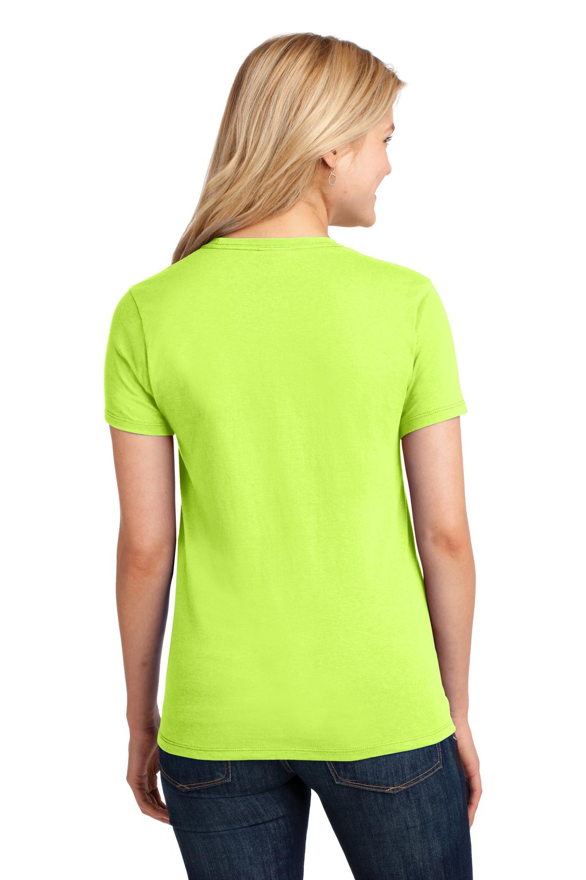 Neon Yellow Port & Company Women's Core Cotton Tee. LPC54