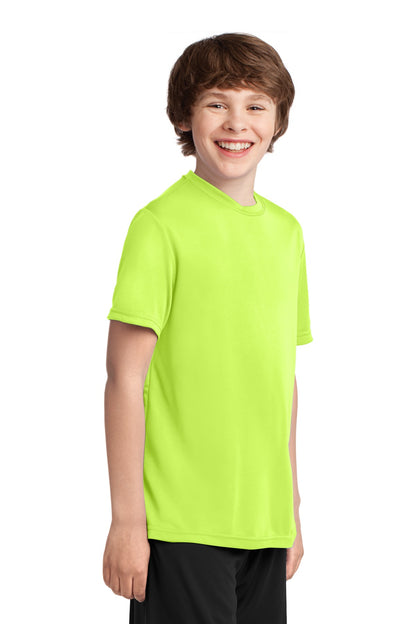 Neon Yellow Port & Company Youth Performance Tee. PC380Y