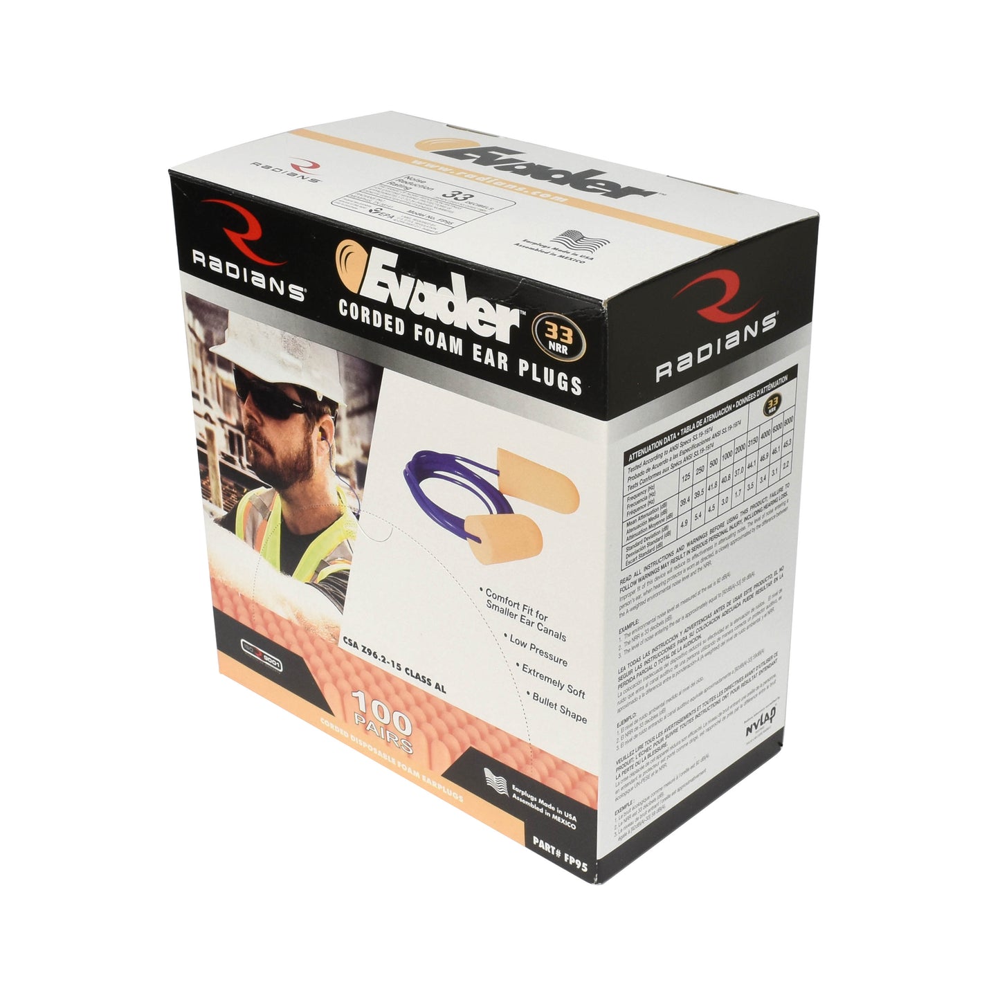 EVADER® 33 Disposable Foam Earplugs - Corded