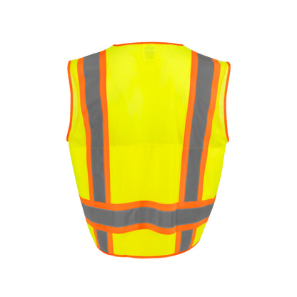SV69-2 Two Tone Type R Class 2 Mesh/Solid Surveyor Vest with Plan/Tablet Pocket - Green - Size 2X