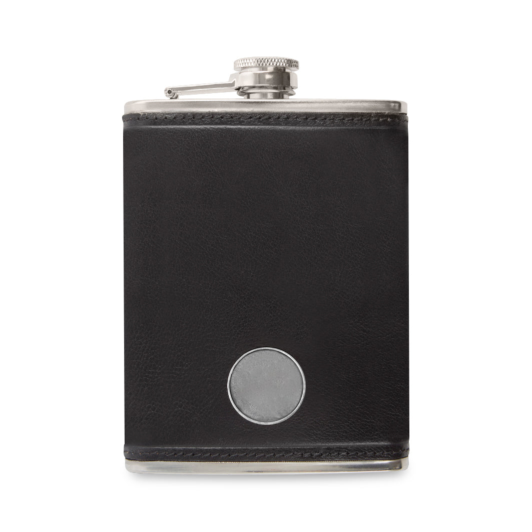 Black Ahead Leather Flask