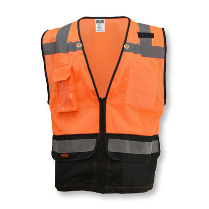 SV59B Type R Class 2 Heavy Duty Surveyor Safety Vest with Zipper - Hi-Vis Green - Size 2X