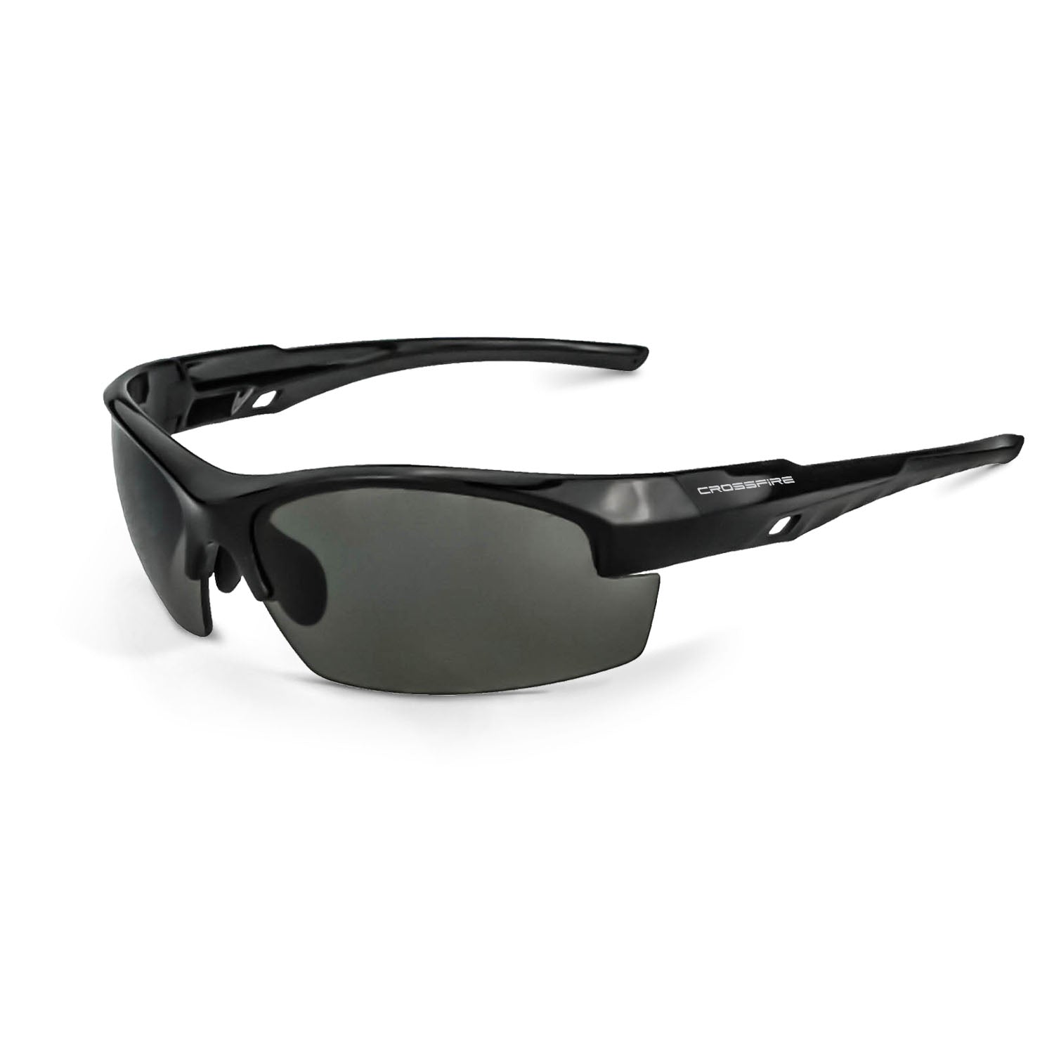 Crucible Premium Safety Eyewear - Shiny Black Frame - Smoke Lens