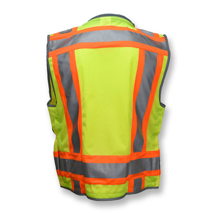SV55 Class 2 Heavy Woven Two Tone Woven/Mesh Engineer Vest - Green - Size 2X
