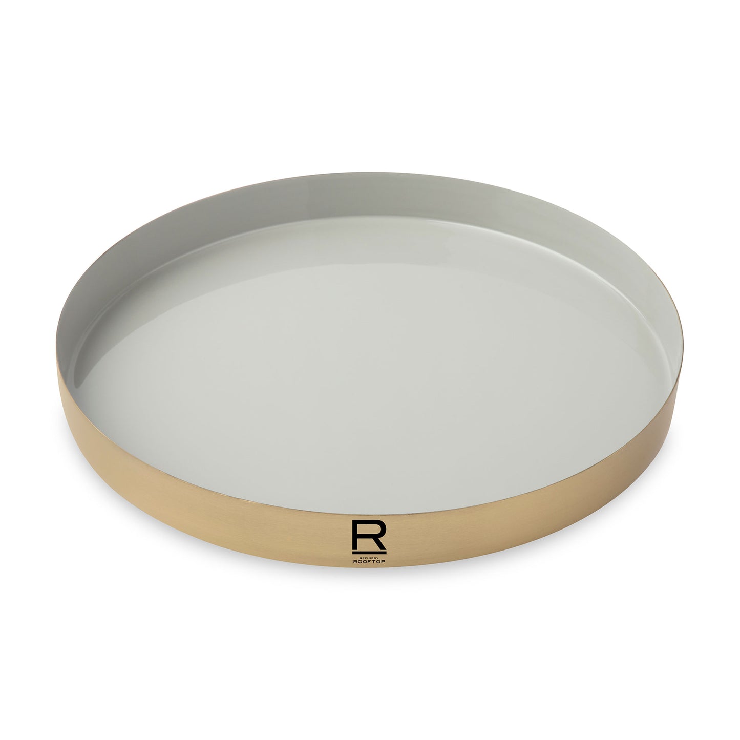 Moonbeam/Matte Gold Be Home® Luxe Round Enamel Tray