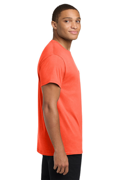 Orange Hanes - Authentic 100% Cotton T-Shirt with Pocket. 5590