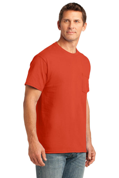 Orange Port & Company Core Cotton Pocket Tee. PC54P