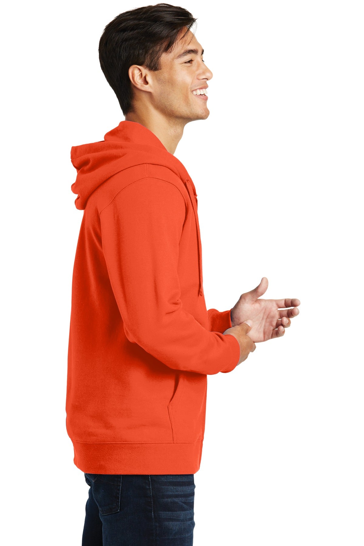Orange Port & Company Fan Favorite Fleece Full-Zip Hooded Sweatshirt. PC850ZH