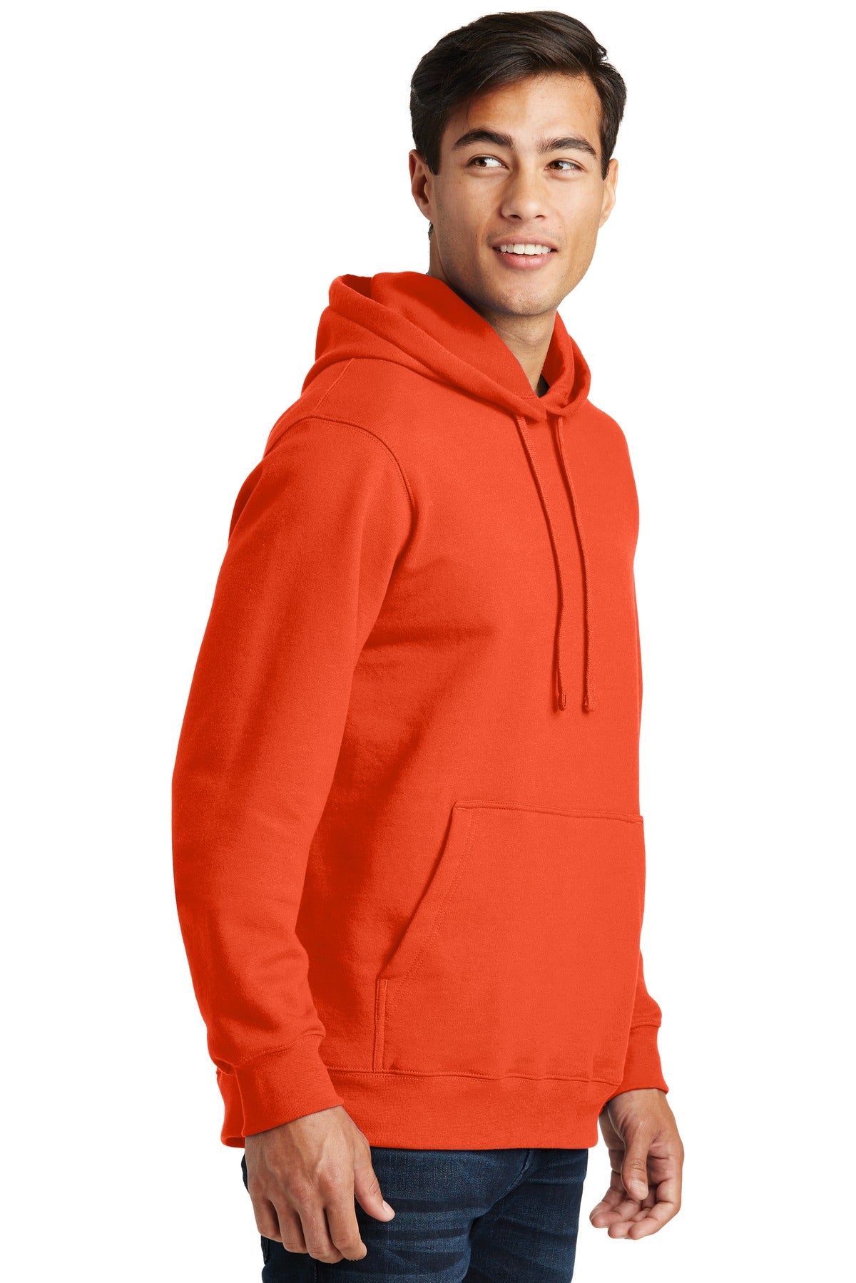 Orange Port & Company Fan Favorite Fleece Pullover Hooded Sweatshirt. PC850H