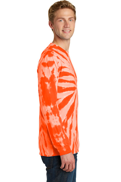 Orange Port & Company Tie-Dye Long Sleeve Tee. PC147LS