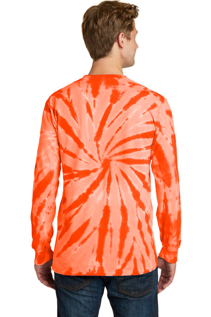 Orange Port & Company Tie-Dye Long Sleeve Tee. PC147LS