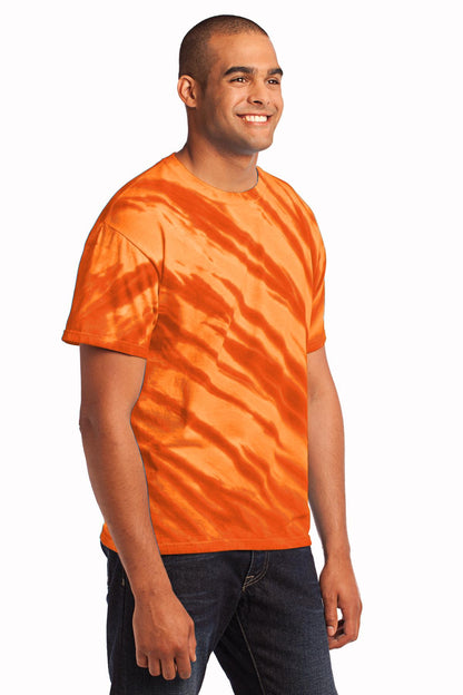 Orange Port & Company - Tiger Stripe Tie-Dye Tee. PC148