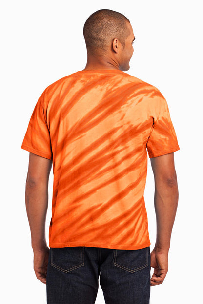 Orange Port & Company - Tiger Stripe Tie-Dye Tee. PC148