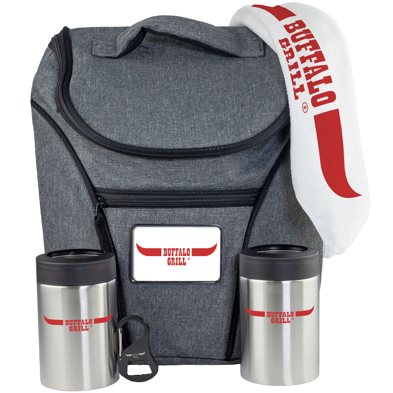 Outdoor Event Kit with Cooler Backpack, Drink Holders & Bottle Opener