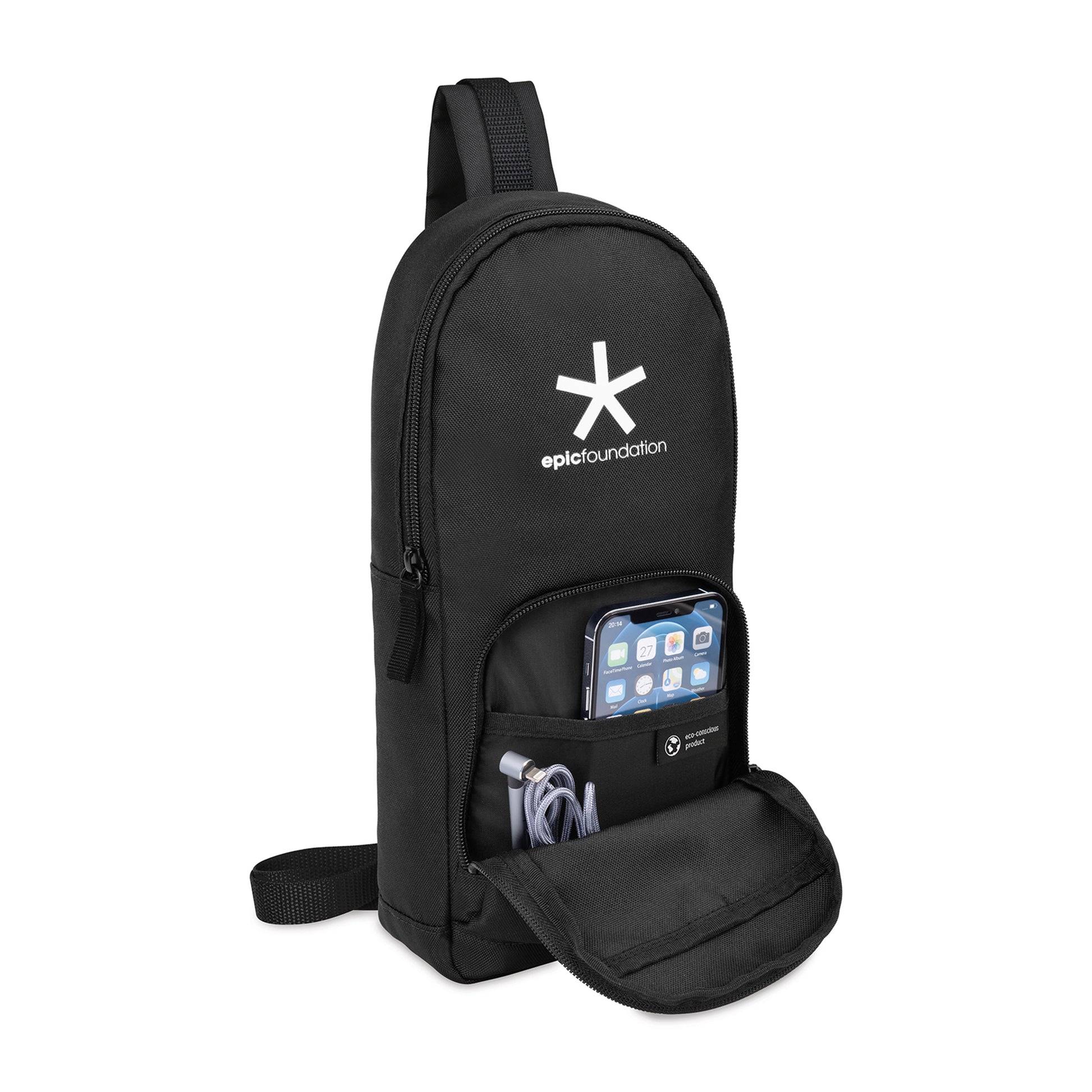 Black Repeat Recycled Poly Sling