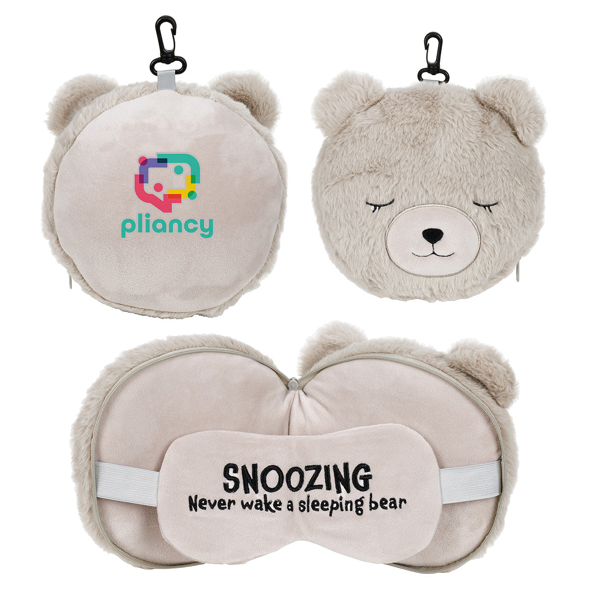 Light Brown Comfort Pals™ Bear 2-in-1 Pillow Sleep Mask