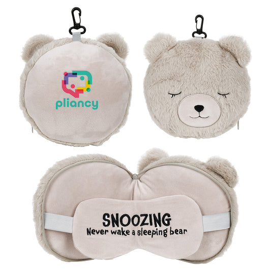 Light Brown Comfort Pals™ Bear 2-in-1 Pillow Sleep Mask