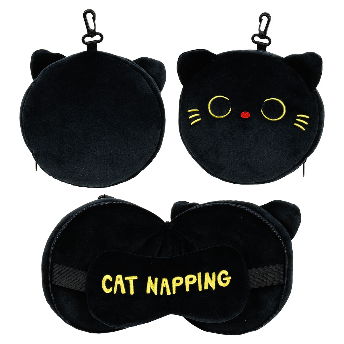 Black Comfort Pals™ Cat 2-in-1 Pillow Sleep Mask