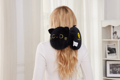 Black Comfort Pals™ Cat 2-in-1 Pillow Sleep Mask