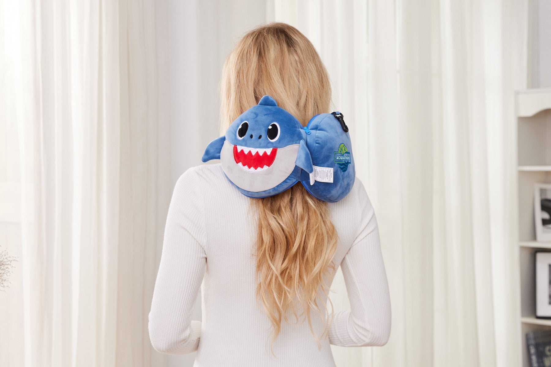 Blue Comfort Pals™ Shark 2-in-1 Pillow Sleep Mask