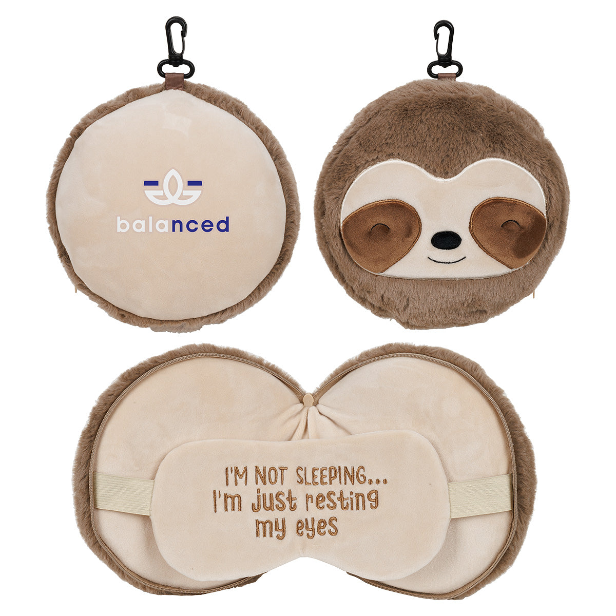 Brown Comfort Pals™ Sloth 2-in-1 Pillow Sleep Mask