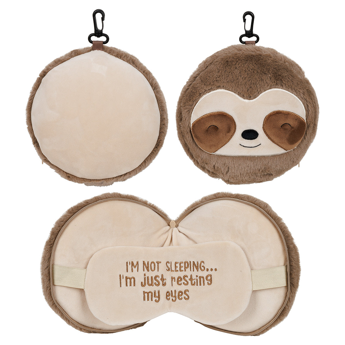 Brown Comfort Pals™ Sloth 2-in-1 Pillow Sleep Mask