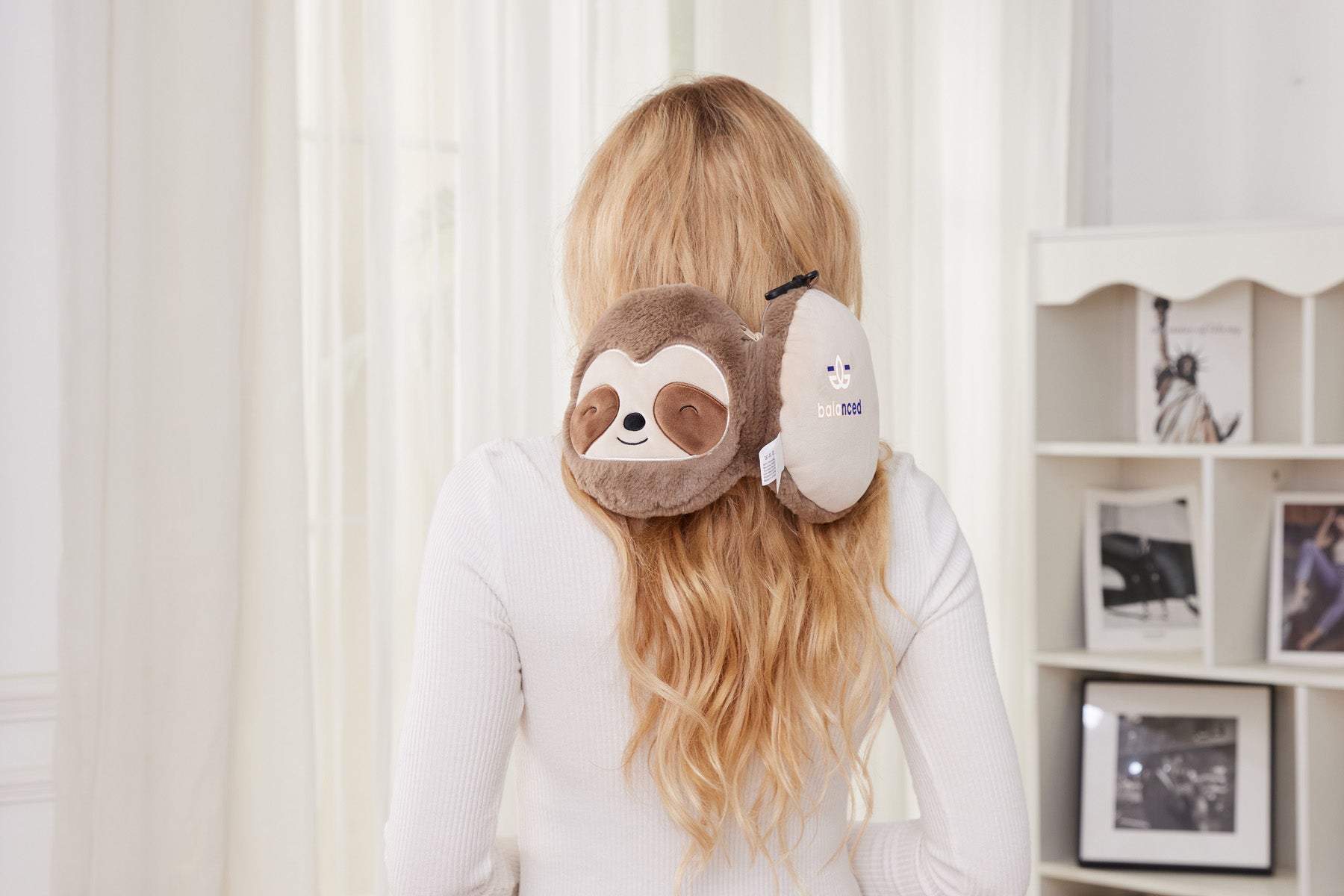 Brown Comfort Pals™ Sloth 2-in-1 Pillow Sleep Mask