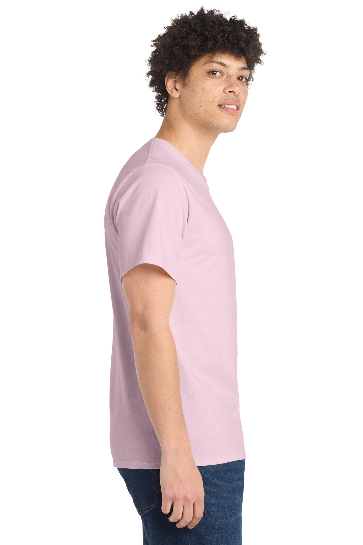 Pale Pink Port & Company Tall Essential Tee. PC61T