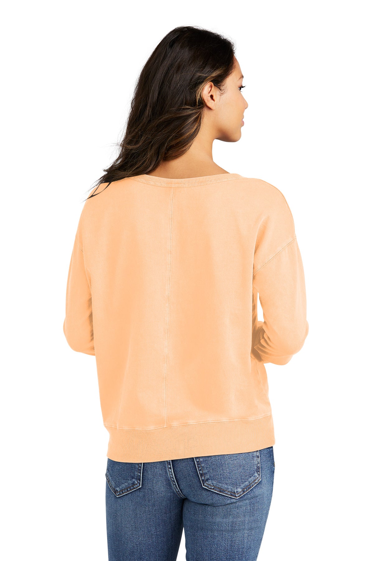 Peach Port & Company Women's Beach Wash Garment-Dyed V-Neck Sweatshirt LPC098V