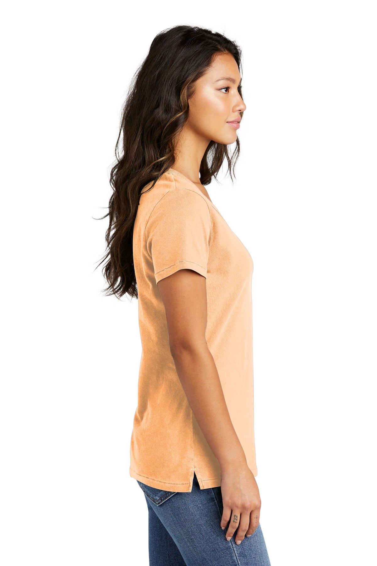 Peach Port & Company Women's Beach Wash Garment-Dyed V-Neck Tee LPC099V