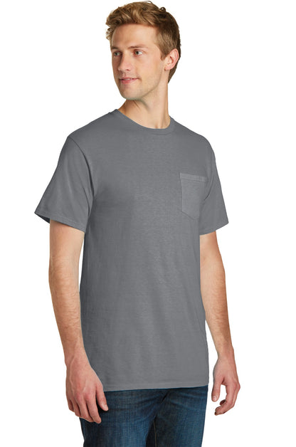 Pewter Port & Company Beach Wash Garment-Dyed Pocket Tee. PC099P