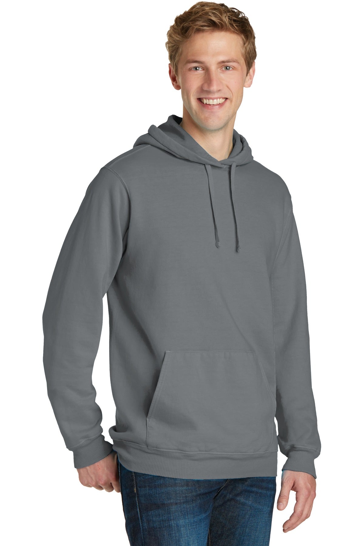 Pewter Port & Company Beach Wash Garment-Dyed Pullover Hooded Sweatshirt. PC098H