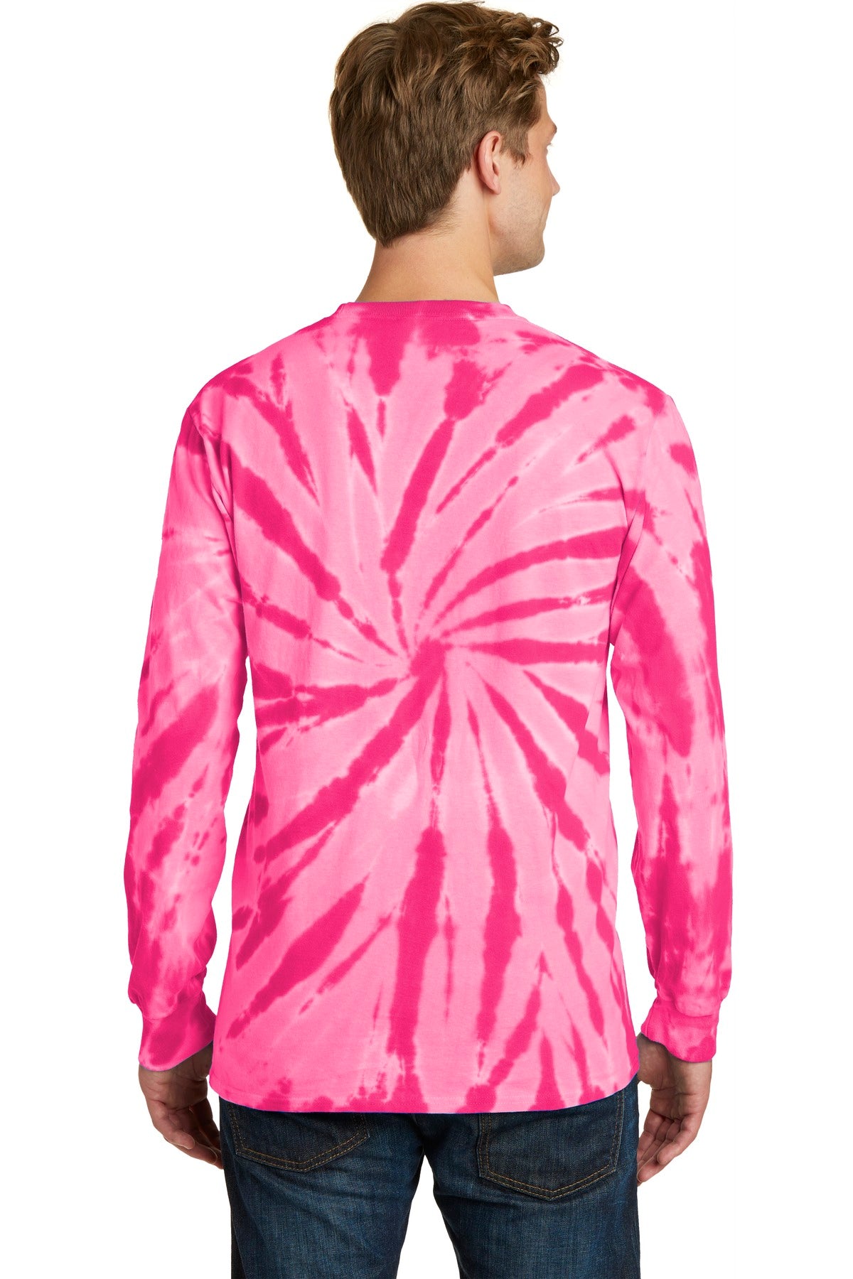 Pink Port & Company Tie-Dye Long Sleeve Tee. PC147LS