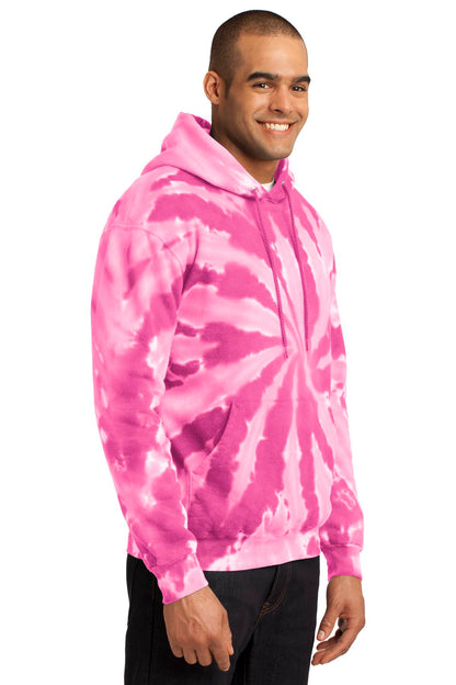 Pink Port & Company Tie-Dye Pullover Hooded Sweatshirt. PC146