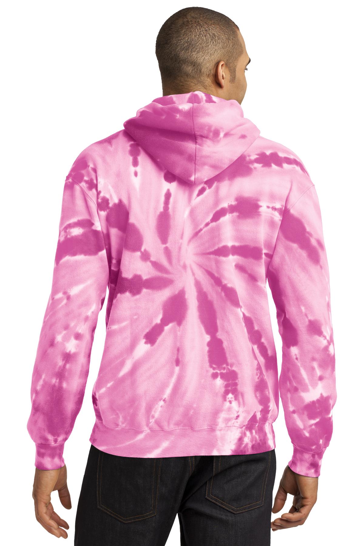 Pink Port & Company Tie-Dye Pullover Hooded Sweatshirt. PC146