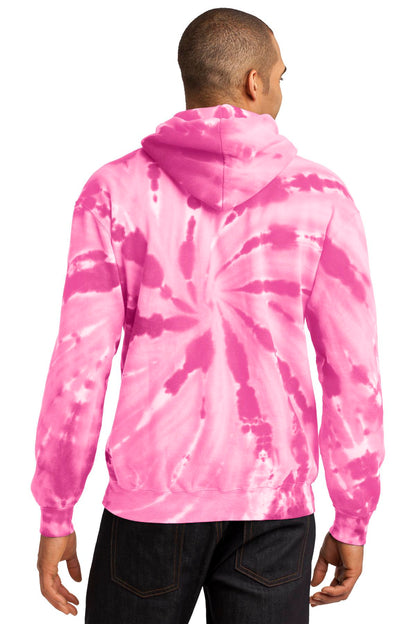 Pink Port & Company Tie-Dye Pullover Hooded Sweatshirt. PC146