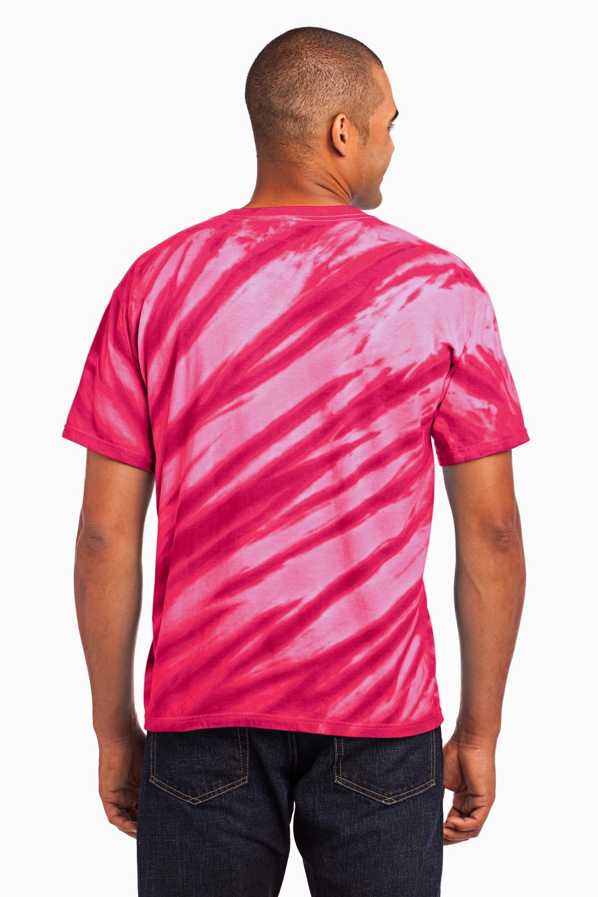 Pink Port & Company - Tiger Stripe Tie-Dye Tee. PC148
