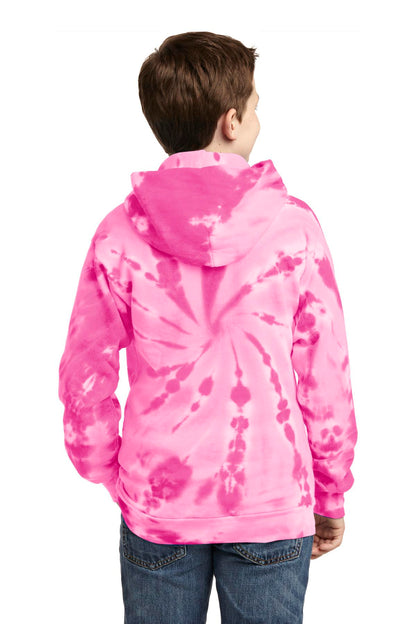 Pink Port & Company Youth Tie-Dye Pullover Hooded Sweatshirt. PC146Y