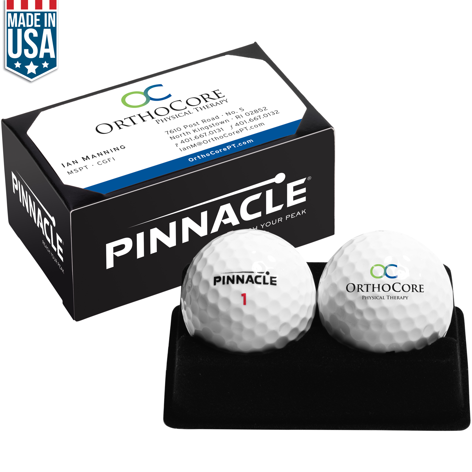 White Pinnacle Distance 2- Golf Ball Business Card Box