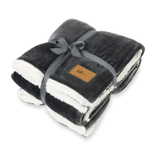 Charcoal Mink Sherpa Blanket